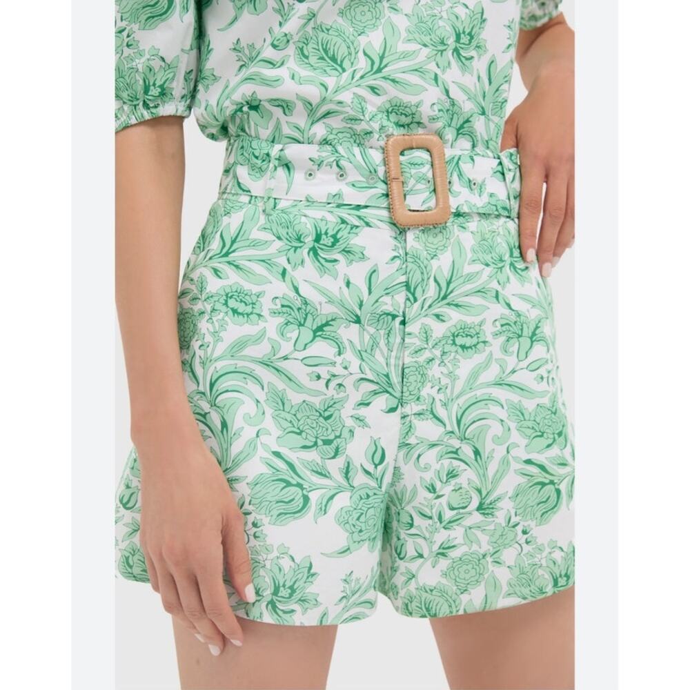 Hyacinth House Tuckernuck Mint Green Vine Floral Carolina Shorts XXL Boho Resort